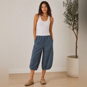 COS Slate Blue Cropped Elastic-Waist Barrell Capris